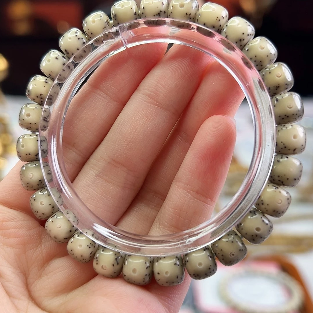 星月菩提手串Fqh8*7玉化青花瓷 大眼睛留白 针尖星