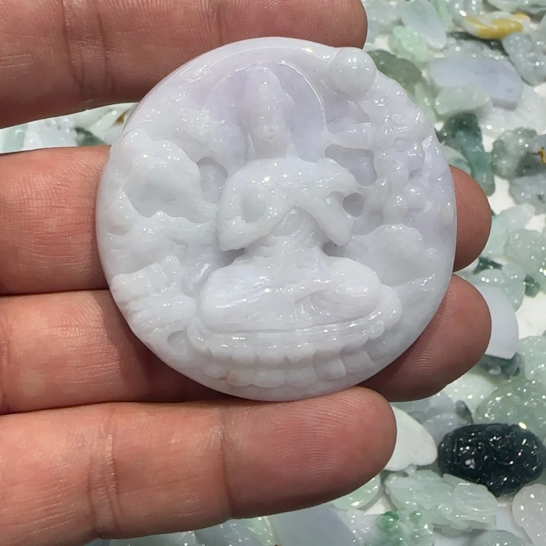 翡翠未镶嵌颈饰翡翠观音吊坠保证正品