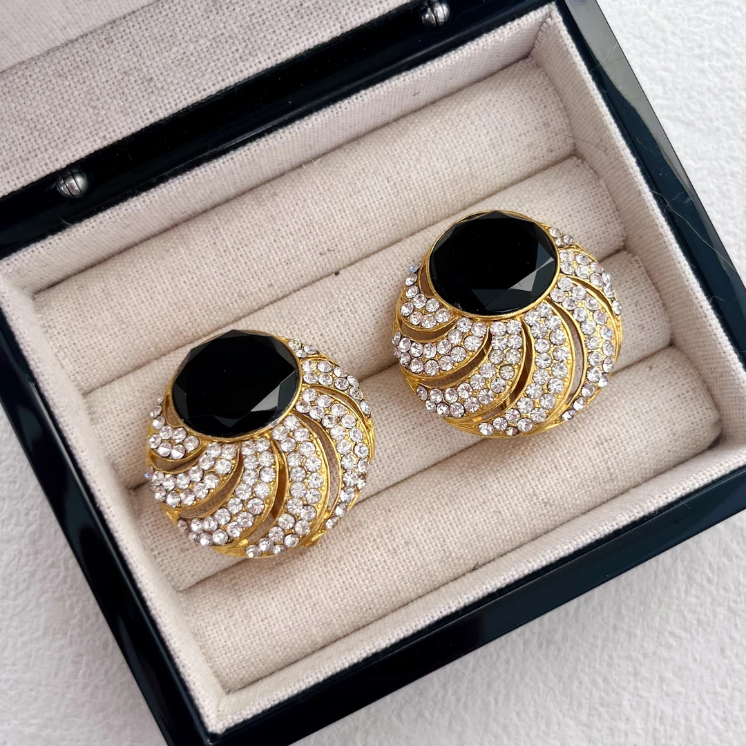 铜合金仿水晶耳饰 「Lily中古」莱茵耳夹