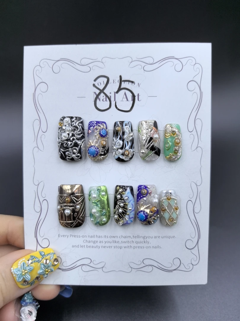 安夏 南昔 直角方 纯手工穿戴甲10片