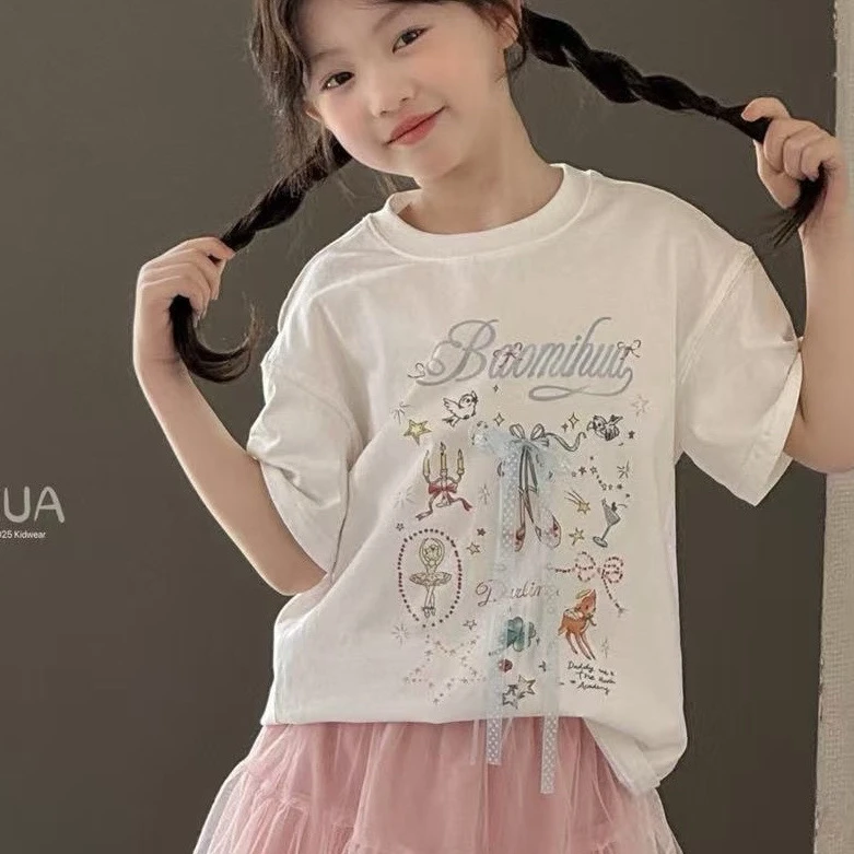 3095儿童蝴蝶结卡通短袖