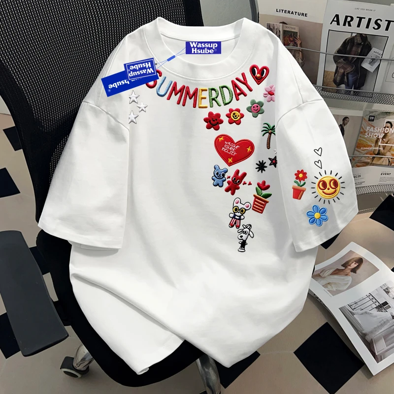 WASSUP HSUBE小众设计感创意情侣短袖T恤夏季潮流百搭休闲上衣ins