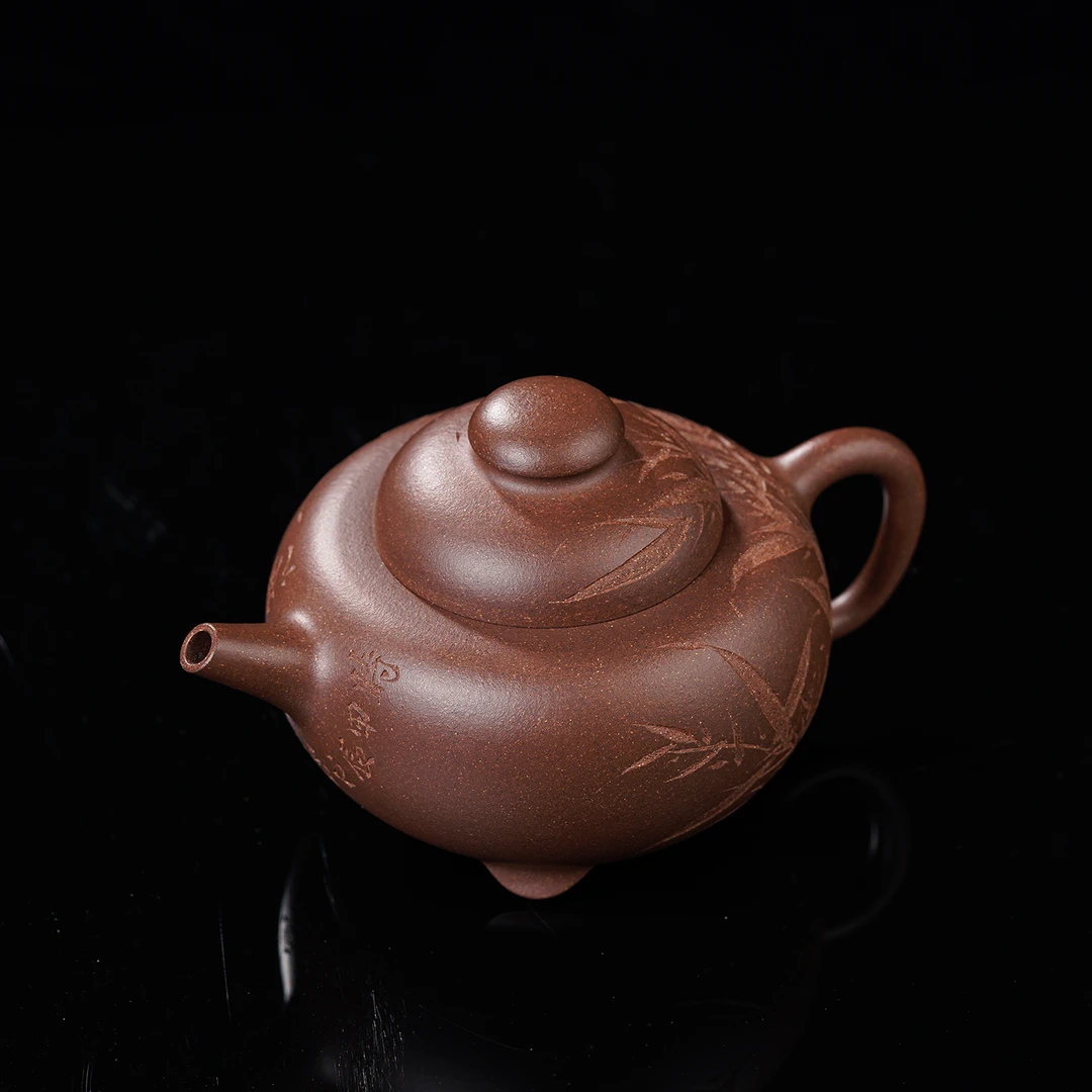 【文心藏器】云松堂范敏明高旭峰门下慕古珠凤团壶老紫泥黄文艺刻绘