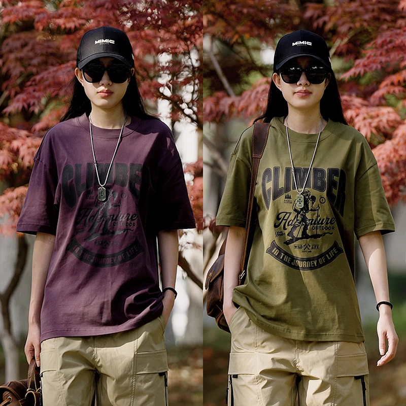 12128美式复古短袖大版t恤夏季纯棉宽松潮遮肉显瘦设计感上衣