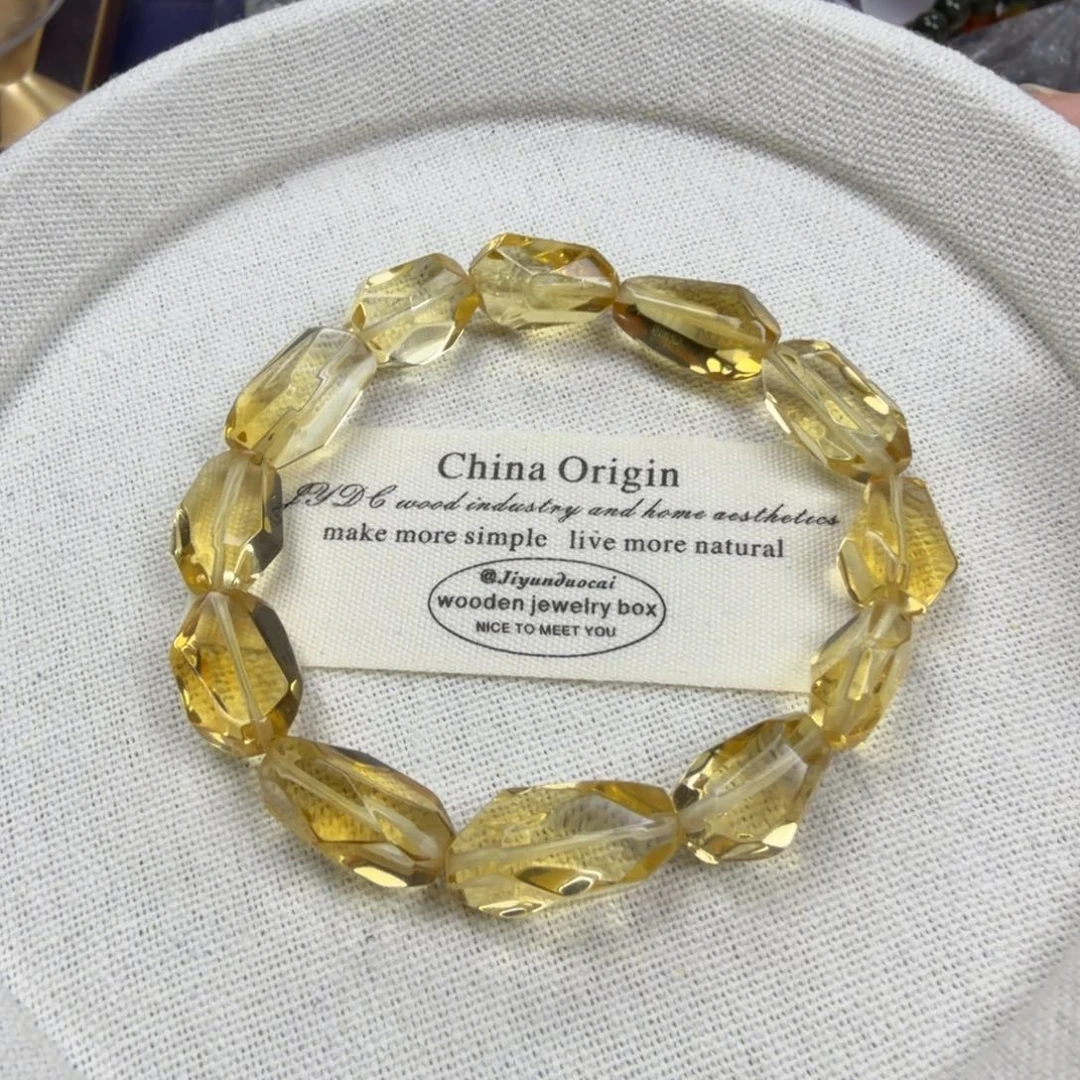 水晶手串未镶嵌巴西黄水晶切面手串