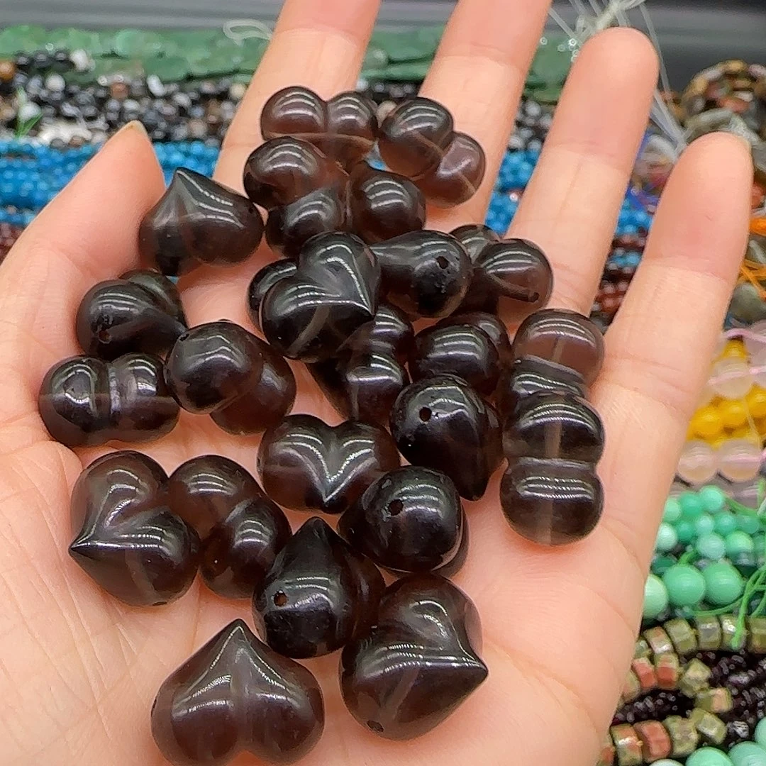 玛瑙/玉髓合金珠宝半成品茶晶爱心16mm2颗