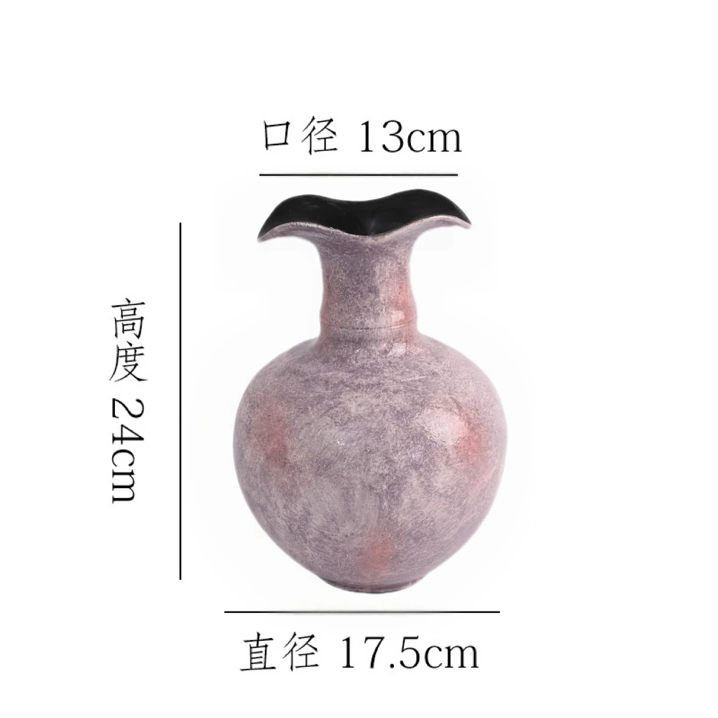 [紫气东来-大肚花瓣口瓶】桌面落地陶瓷花瓶干花鲜花客厅插花摆件