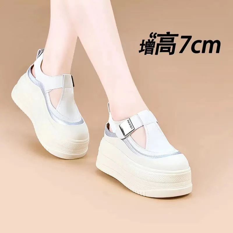 2025夏季7cm新款全皮厚底女鞋时尚厚底凉鞋透气1137