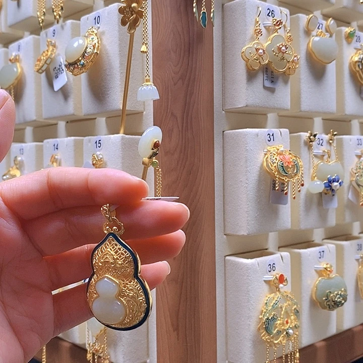 和田玉颈饰银S925镶嵌