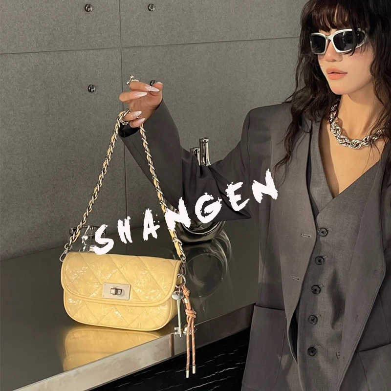 【尚恩CC】ZT-D7136-奶油黄-20*7*14轻奢时尚女士新款单肩斜挎包