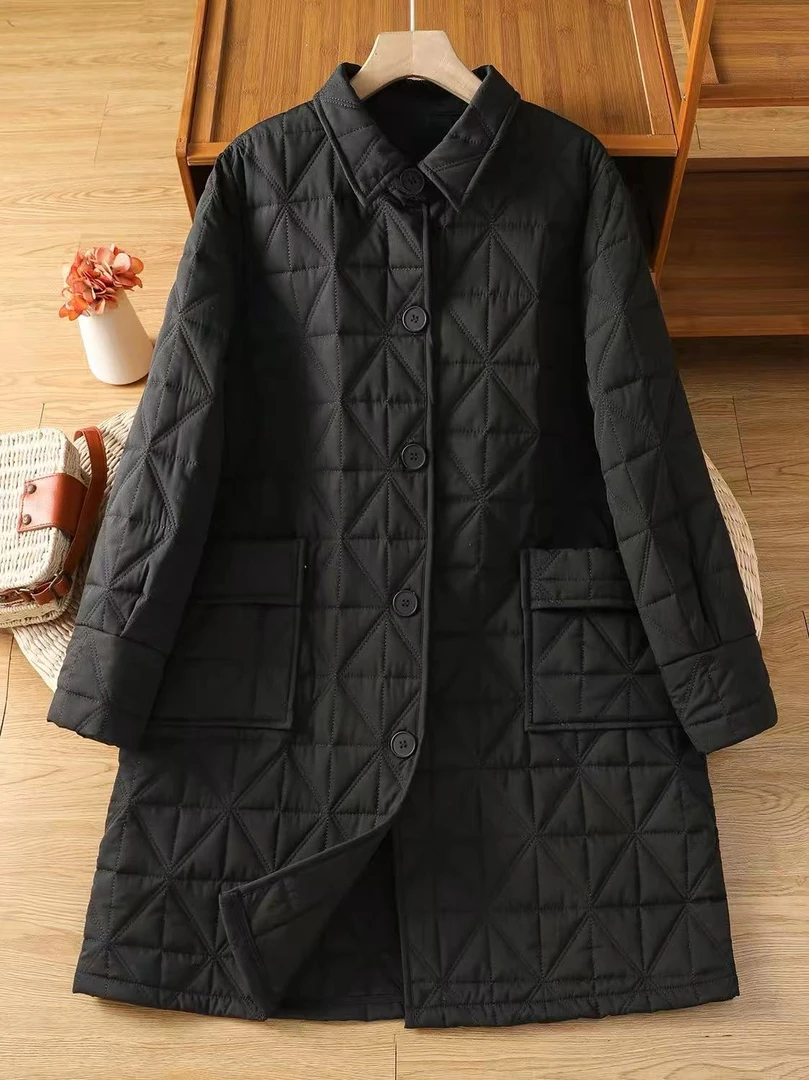 非图片款女修身型长袖中长款棉衣棉服时尚女装棉袄大码