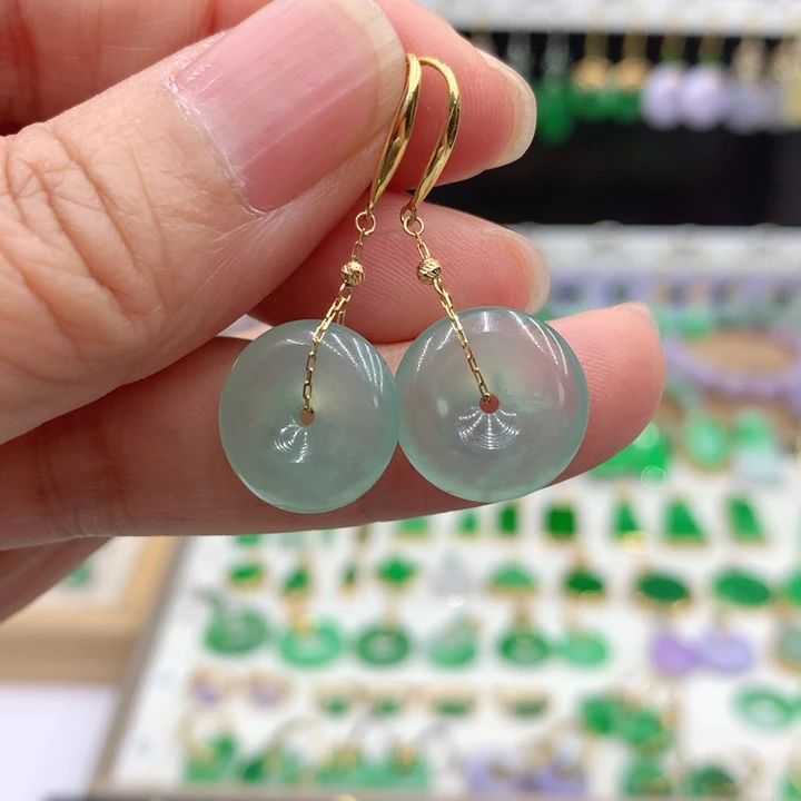 翡翠18K金镶嵌耳饰