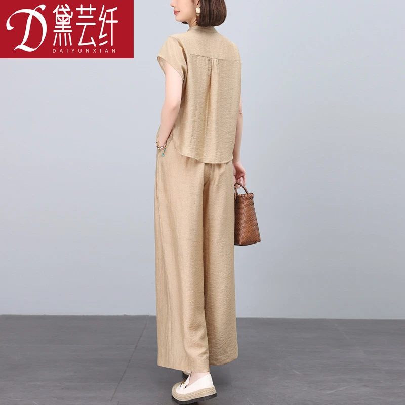 母亲节冰丝套装女2025新款夏季一整套妈妈时尚超火五一穿搭两件套