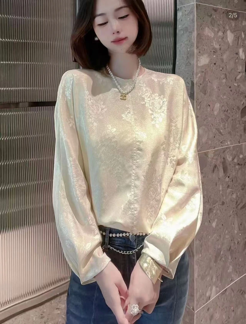 （01-50）2025新款原创设计师刺绣提花重工水溶提花气质百搭衬衫
