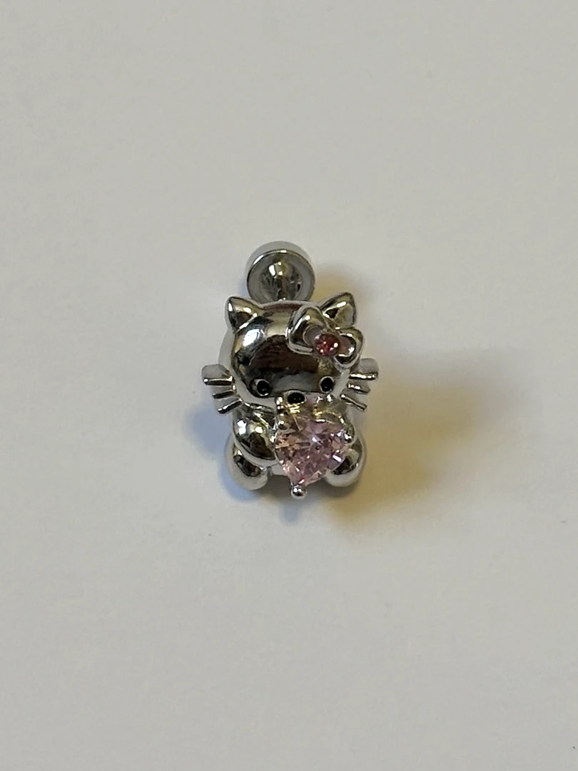 钛钢耳饰 kitty猫可爱耳骨钉单个