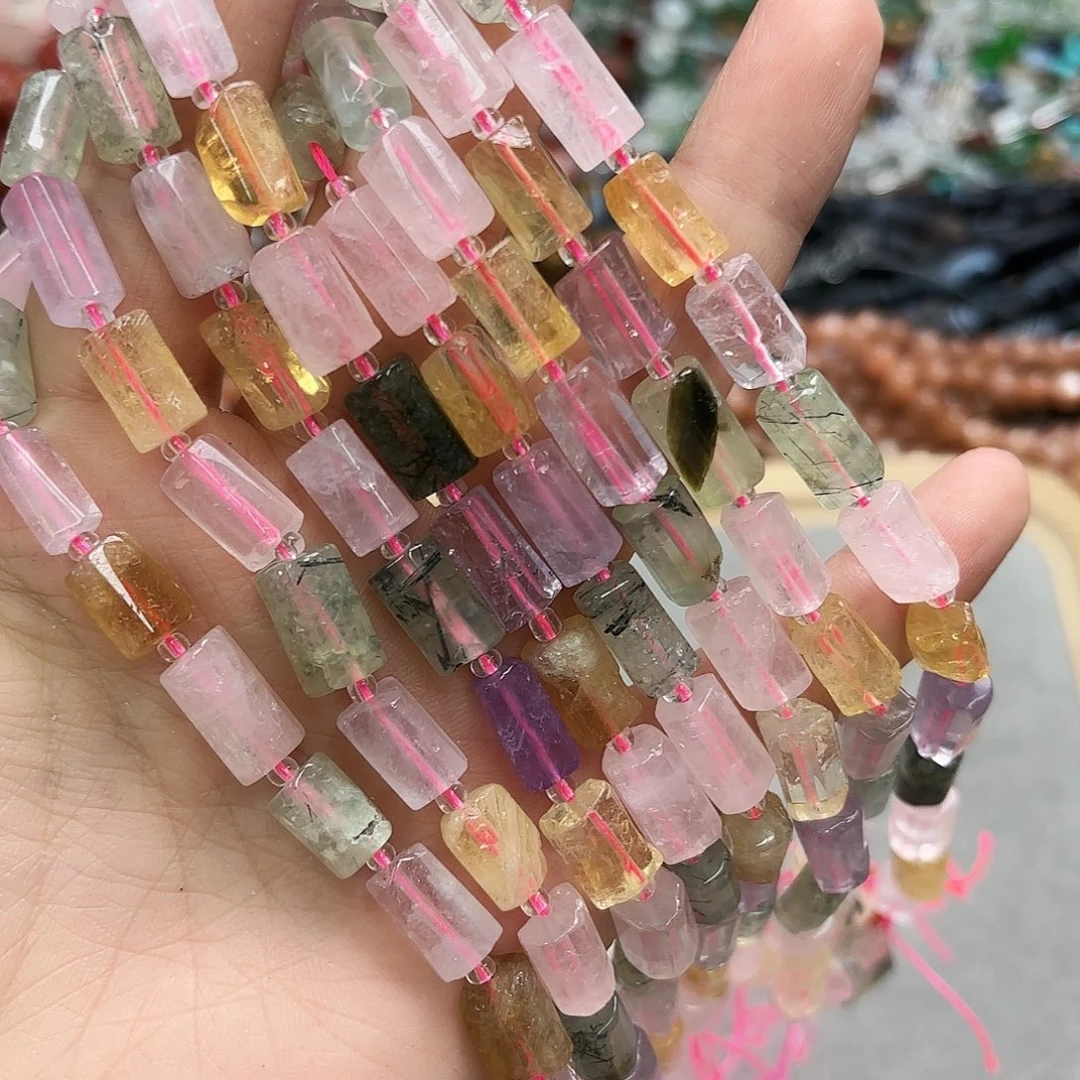 未镶嵌玛瑙/玉髓珠宝半成品8×12多宝柱子一条