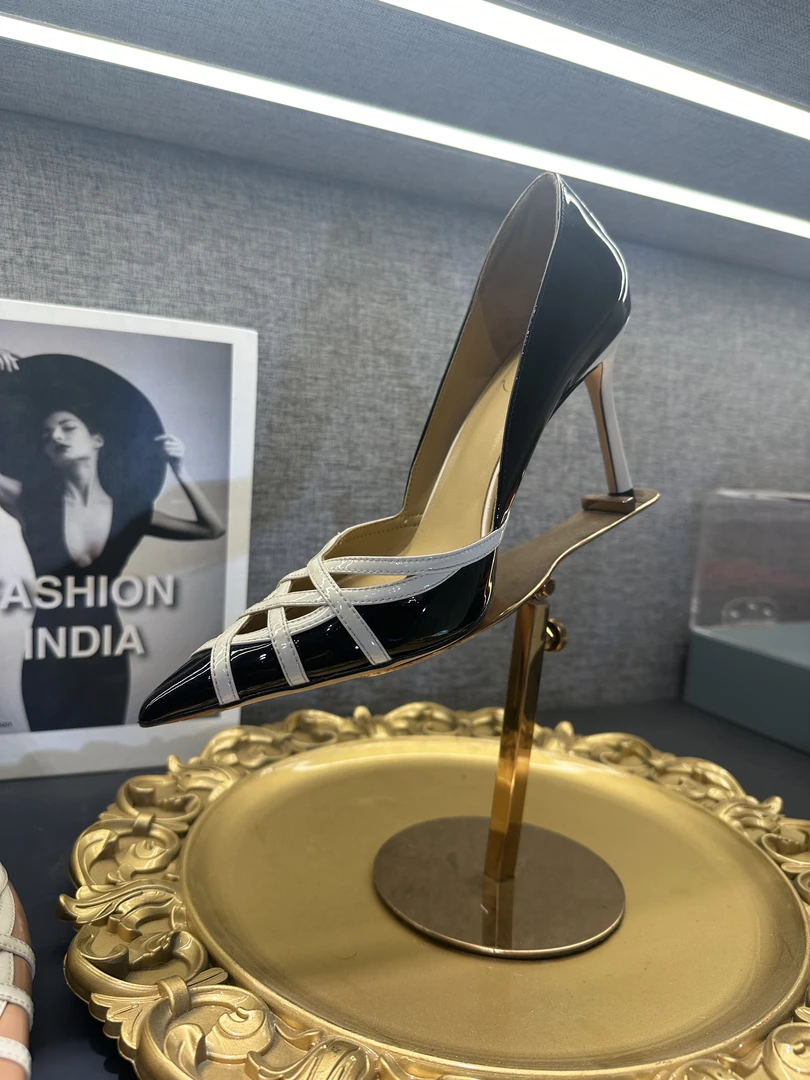 MIDITU/米蒂图2024年新款细跟白色尖头高跟鞋单鞋女气质法式