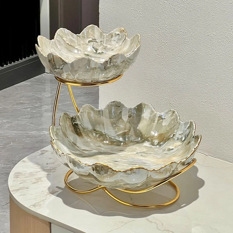 轻奢多层果盘客厅家用茶几糖果摆放零食点心盘高档水果盘前台摆件