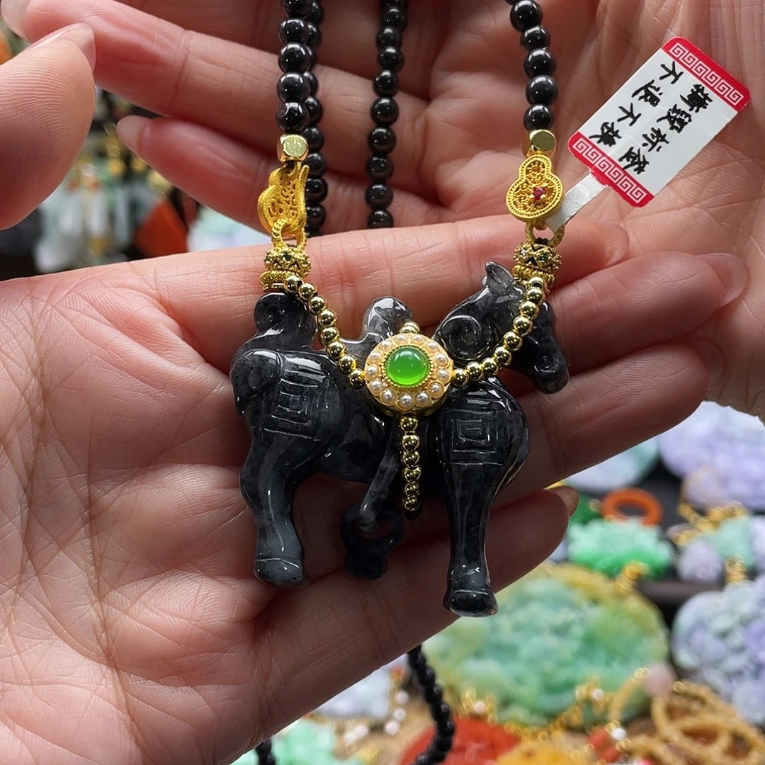 翡翠未镶嵌颈饰代编织