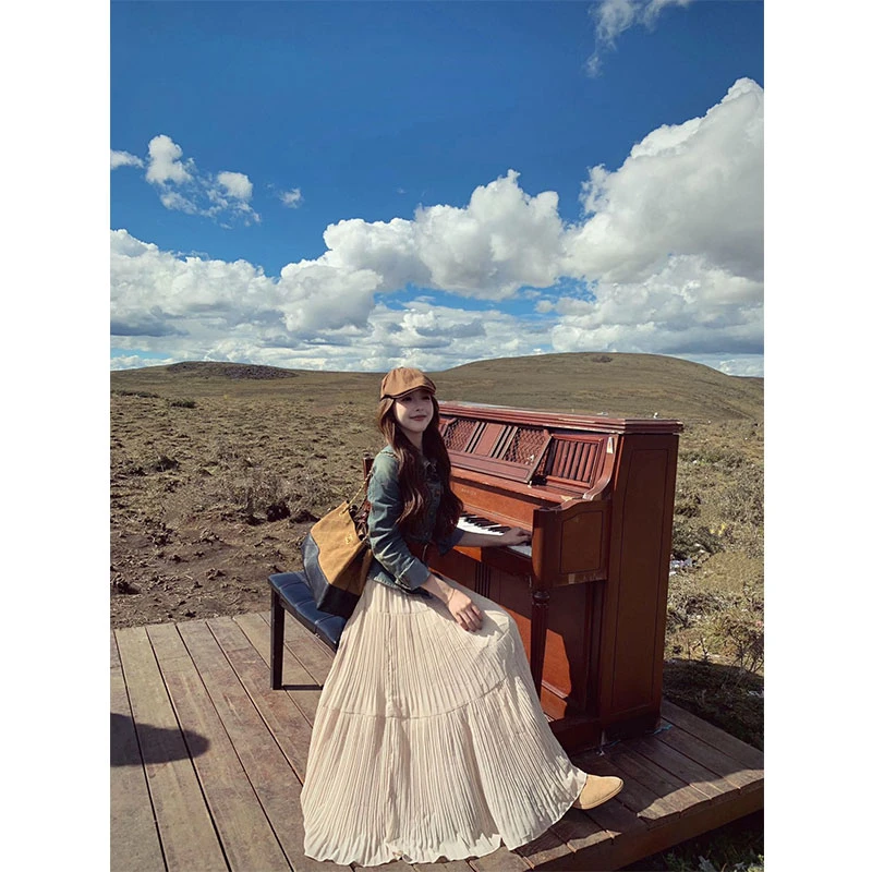 2025巨好看的今年流行早秋穿搭独特绝美掐腰牛仔外套半身裙套装女