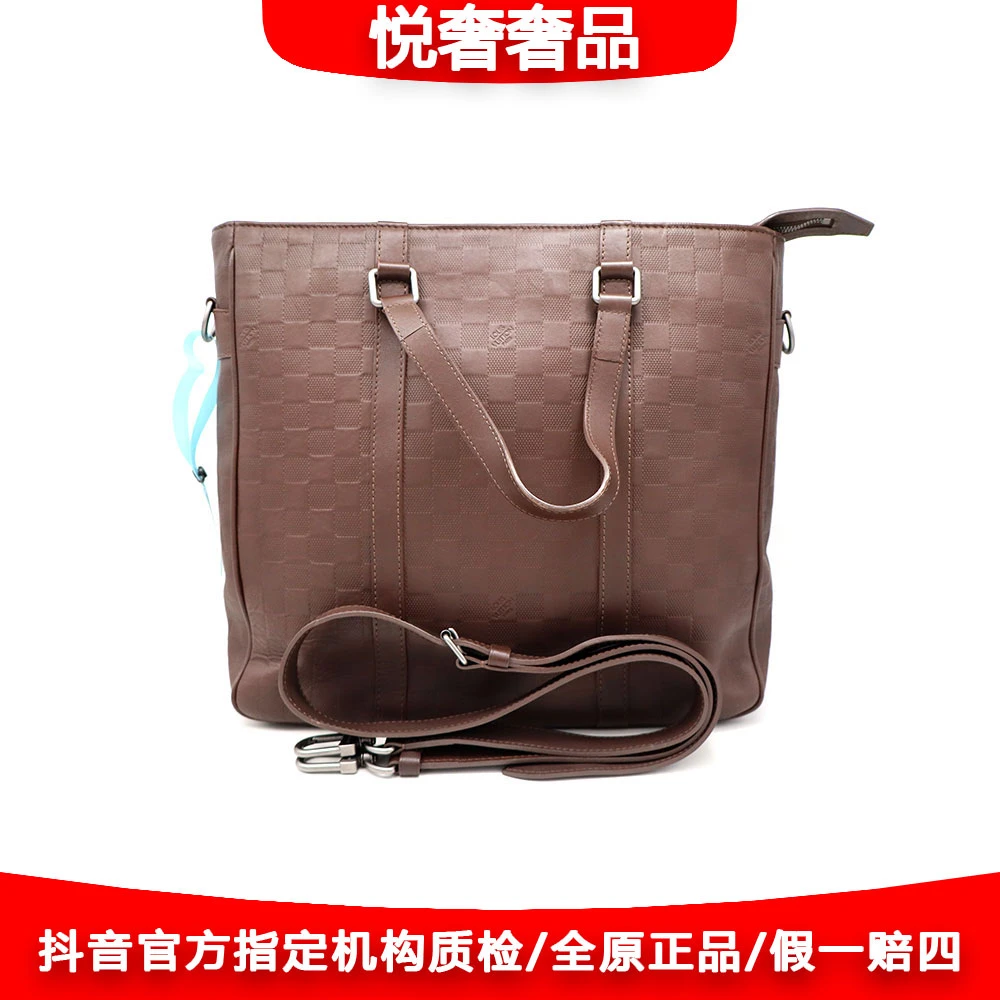 95新 LouisVuitton/路易威登 97新深棕色棋盘格托特包34*34/98702