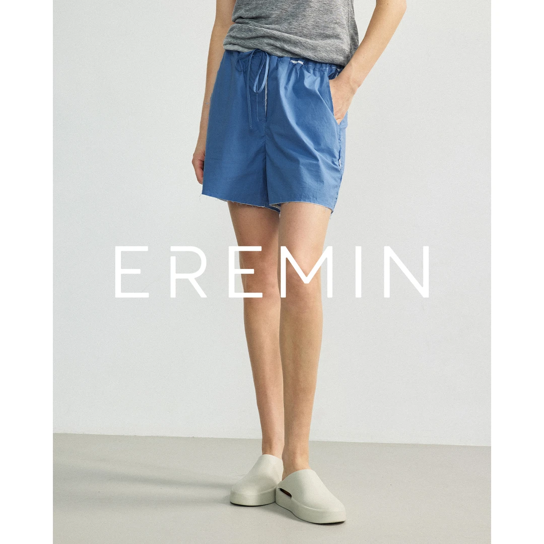 DE Mincollection小破裤/缪系撞色破坏设计抽绳休闲运动短裤55439