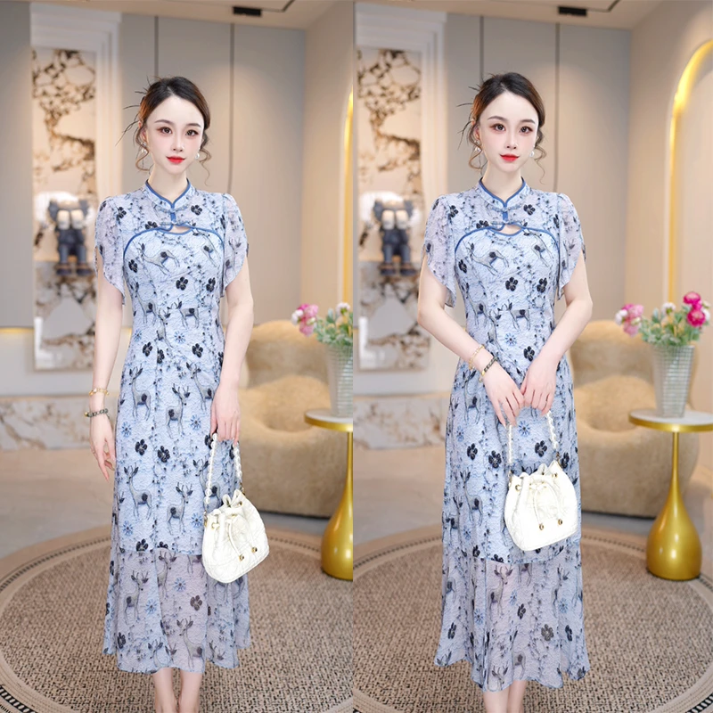 【一鹿生花】2025年夏季新款洋气收腰显瘦时尚减龄名媛上档次连衣裙