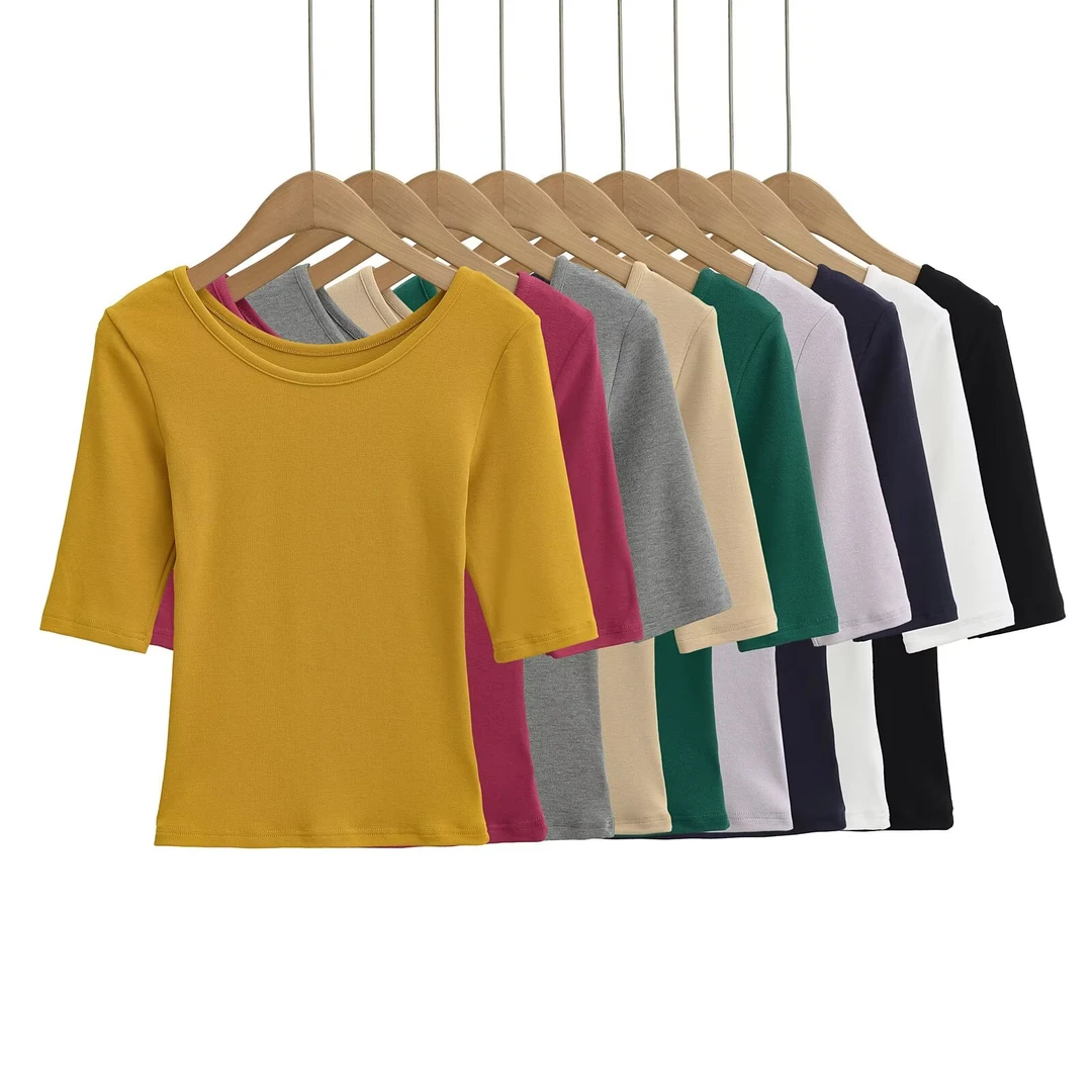 2512辣妹2穿领口修身中袖