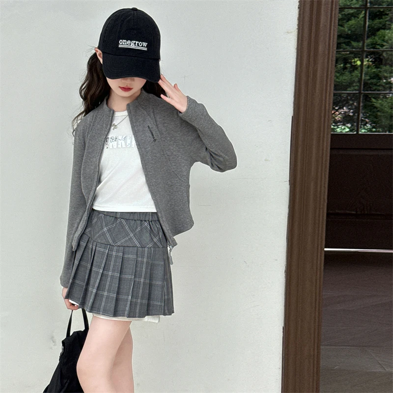 女童早秋套装2025新款秋季洋气中大儿童女孩休闲上衣裙子两件套