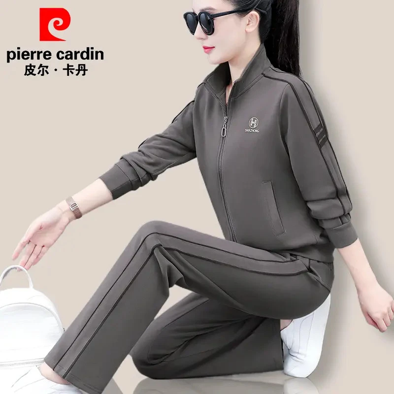 皮尔卡丹品牌休闲运动套装女春秋季妈妈时尚洋气大码外套2025新款