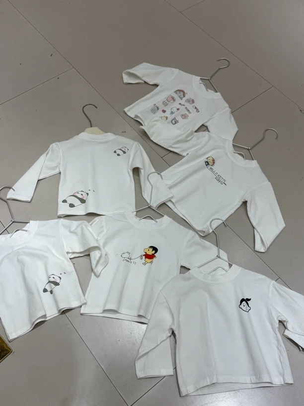 2025简约时尚休闲男女童中小童白t打底衫