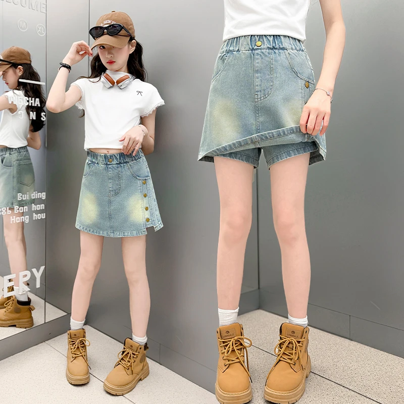 女童牛仔裙裤夏季薄款2025新款儿童短裤夏天轻薄牛仔裤女孩A字版