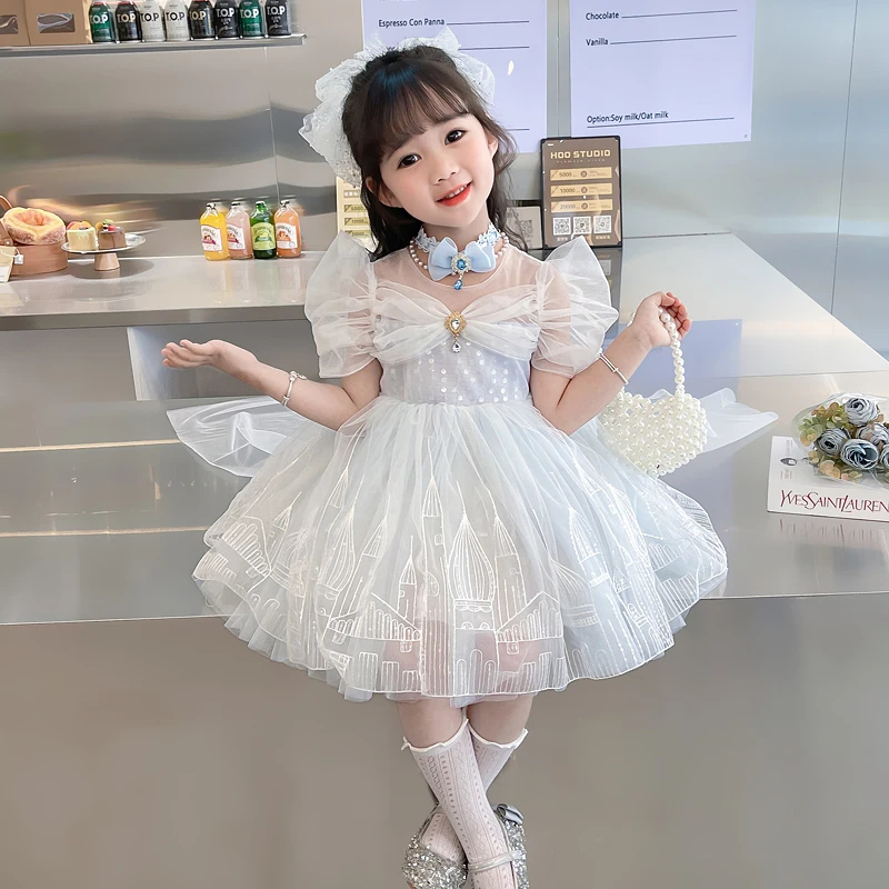 艾莎女童夏季公主裙儿童洋气爱莎连衣裙2025新款宝宝礼服女孩裙子