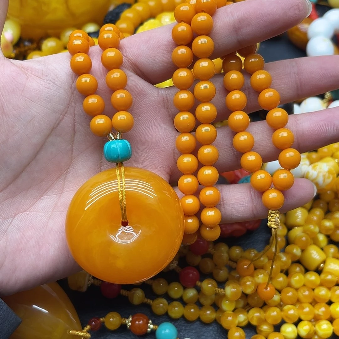 蜜糖色平安扣吊坠