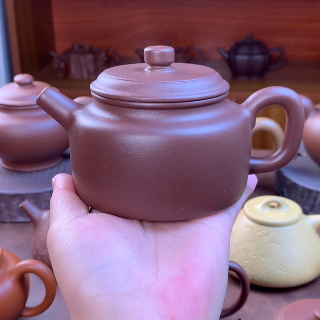 青****紫砂茶壶微瑕容量220把裂