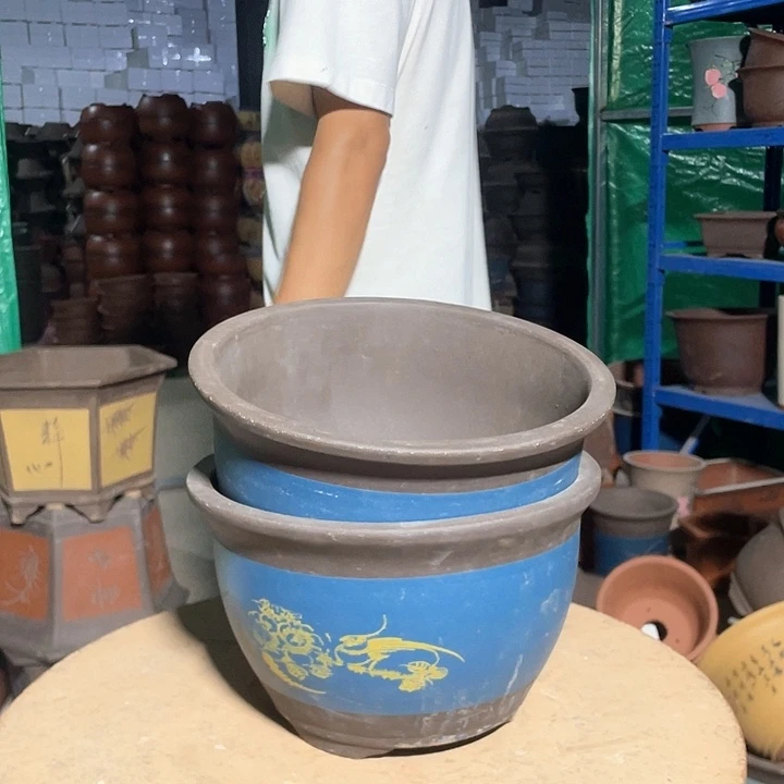 25-25蓝色牡丹花花盆