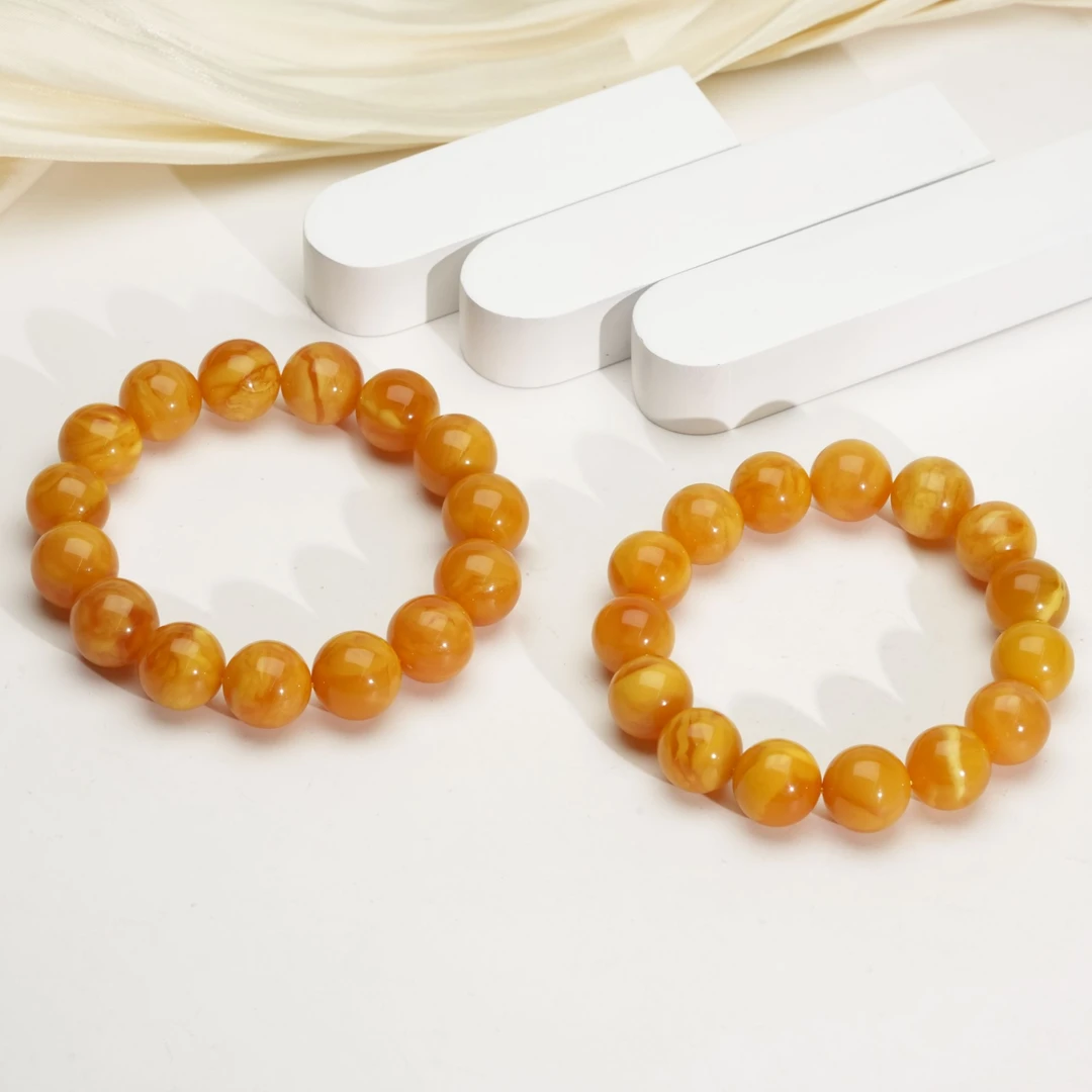 【小北珠宝】蜜蜡单圈圆珠手串约14mm【多样性发一件】15-WH265X78