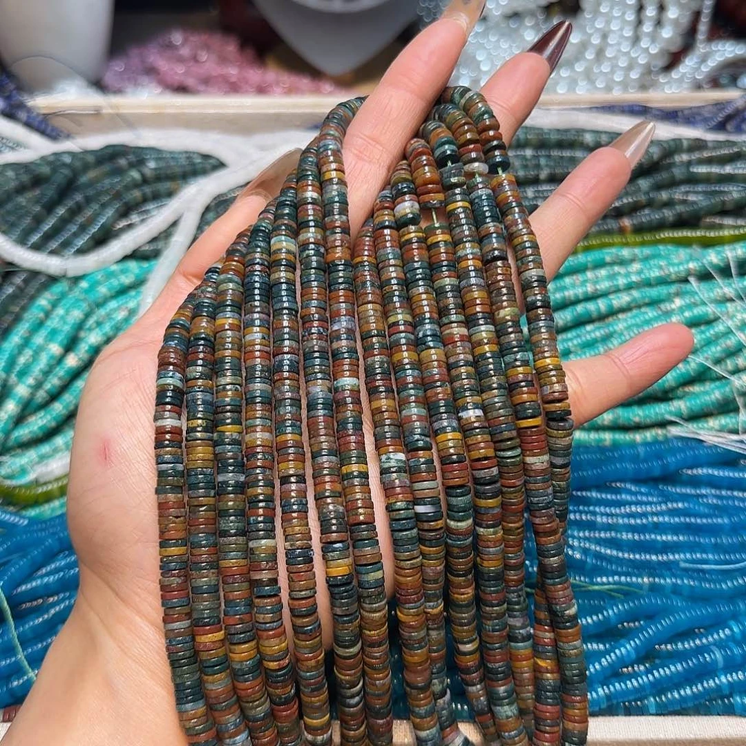 玛瑙/玉髓未镶嵌珠宝半成品天然海洋玛瑙隔片6mm一条