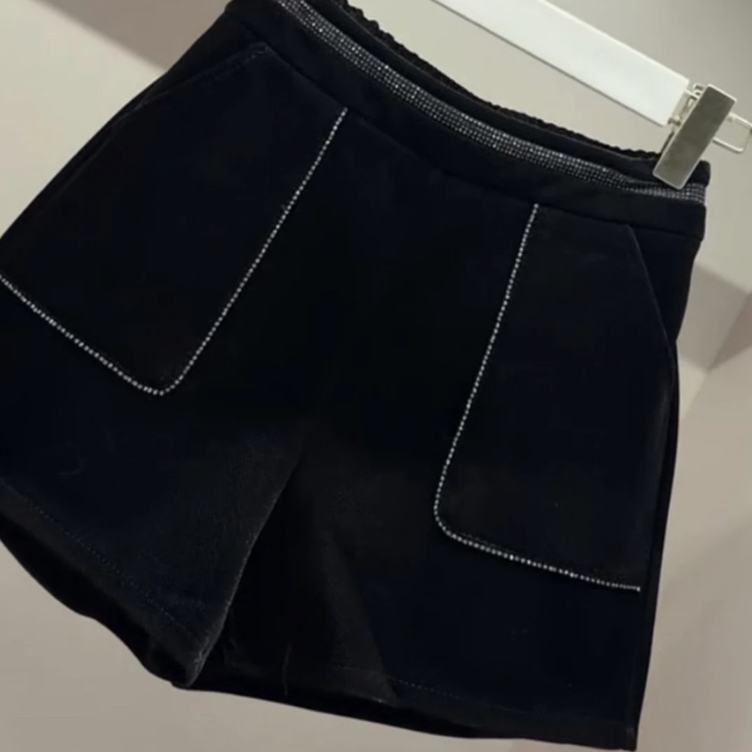 欧货新款重工高腰休闲百搭秋冬款短裤