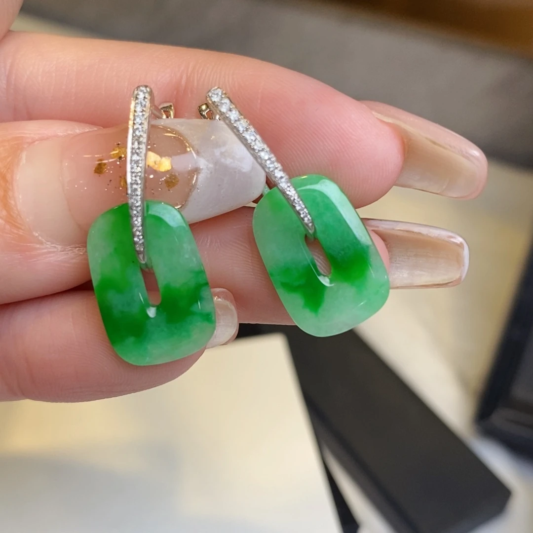 翡翠耳饰18K金镶嵌福贝