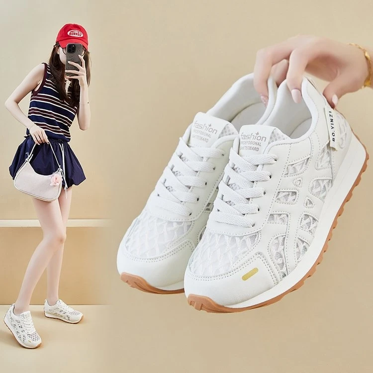 ins潮韩版新款阿甘鞋女2025夏季学生运动透气休闲鞋厚底