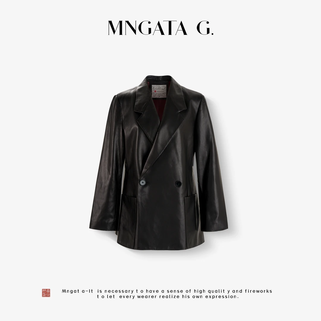 MNGATA G.宫小妍【进口山羊皮·晚月】新中式中国风秋冬外套5071592