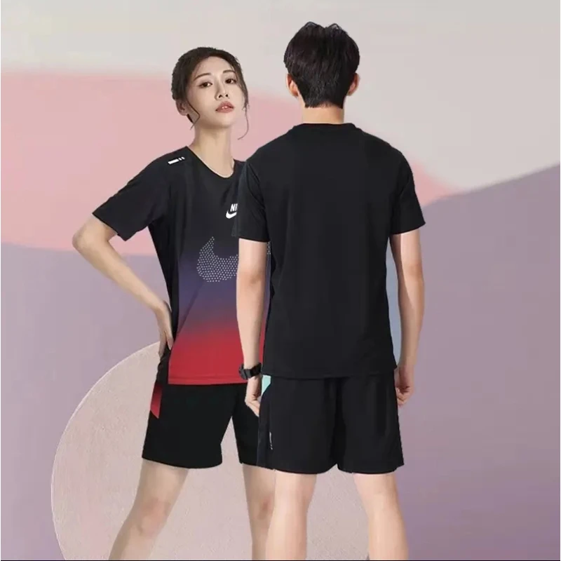 冰丝套装短袖短裤2025夏季情侣男女款宽松运动五分短裤套装短袖