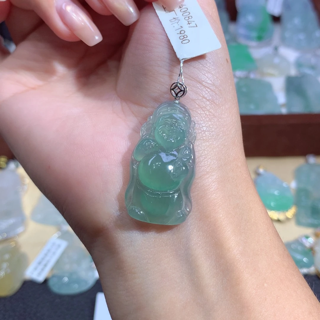 吊坠(不含链)18K金镶嵌翡翠