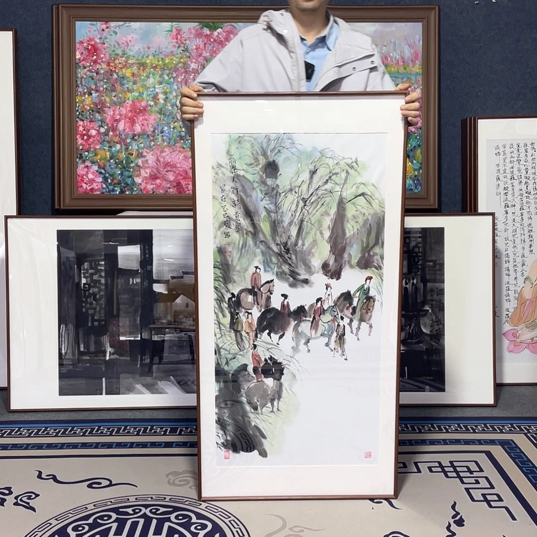 国画手绘画作品带框60/120