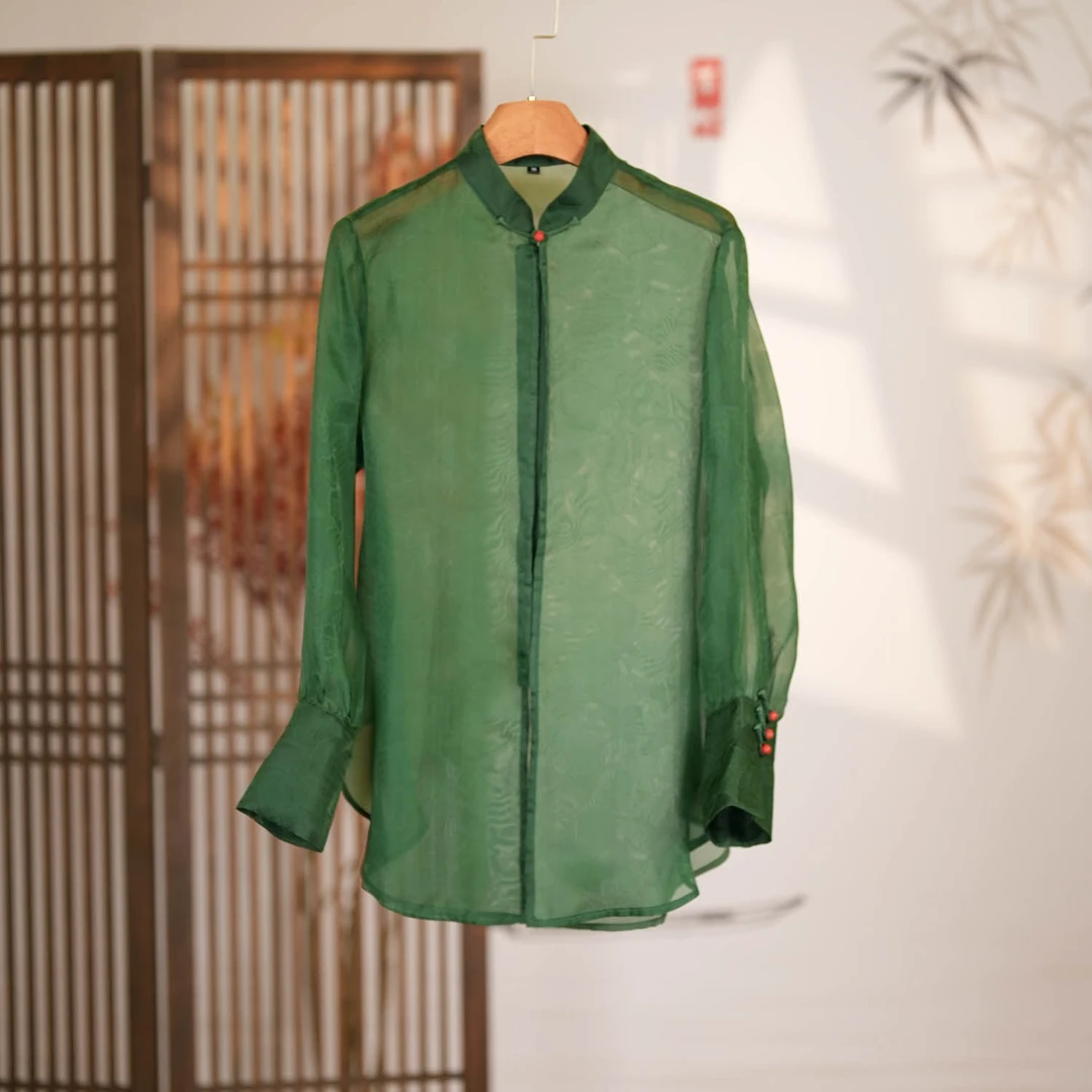 【粉黛】YS1057 中式百搭真丝上衣