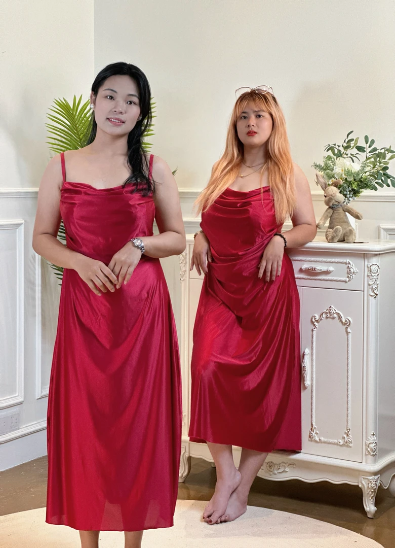 【大红定制】家居外穿可舒适面料蕾丝胖MM内衣吊带大码女款睡裙