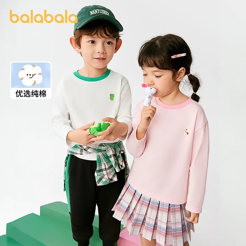 【巴拉巴拉】童装儿童长袖t恤男童女童2025新春装纯棉百搭打底衫潮