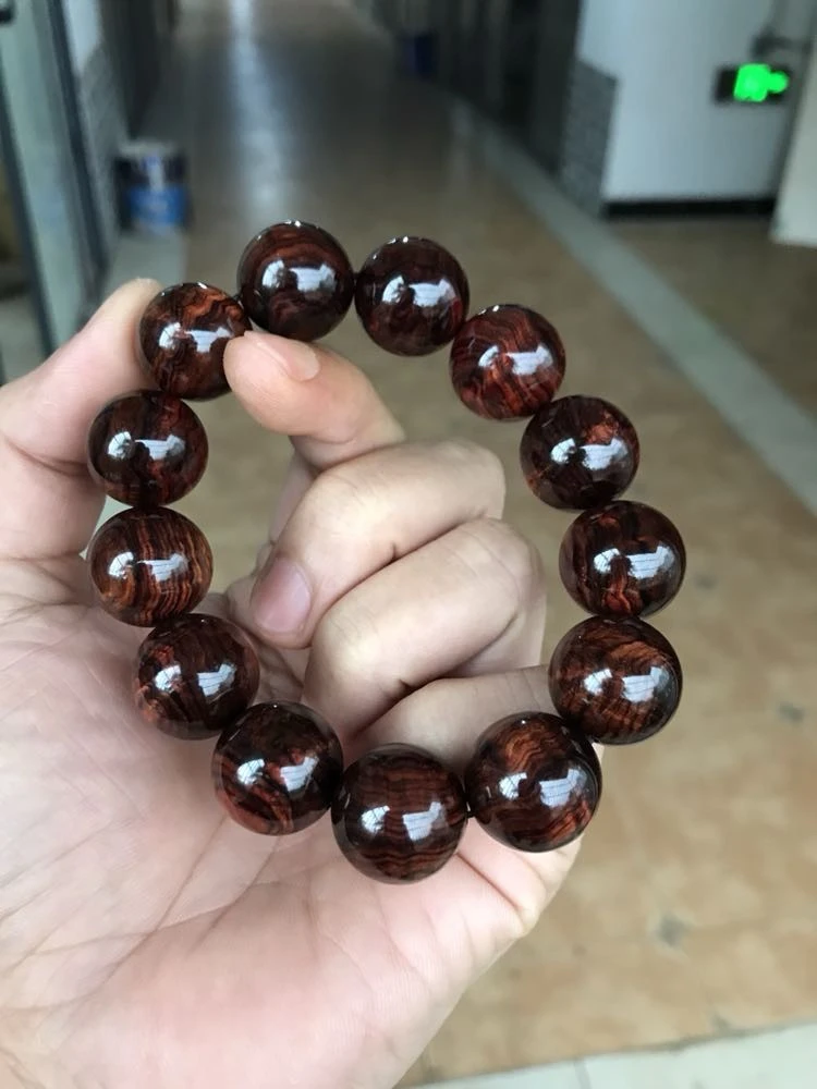 海南黄花梨紫油梨瘤疤水波纹珠子