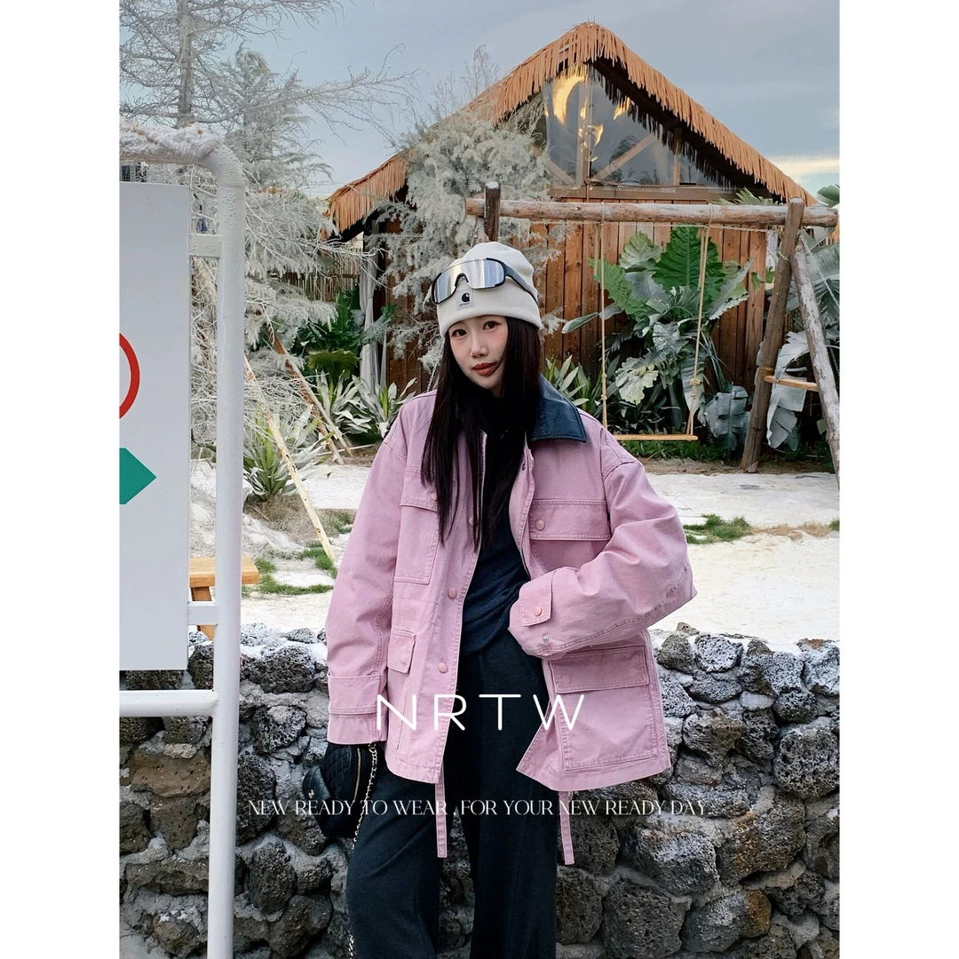 【嘉恩专属】粉色工装风90白鸭绒羽绒服外套